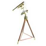 A 19th century William Wilton, St Day Cornwall brass theodolite on mahogany and brass tripod stand,