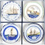 A boxed set of four Poole 'Ships Plates' collection produced exclusively for Compton & Woodhouse,