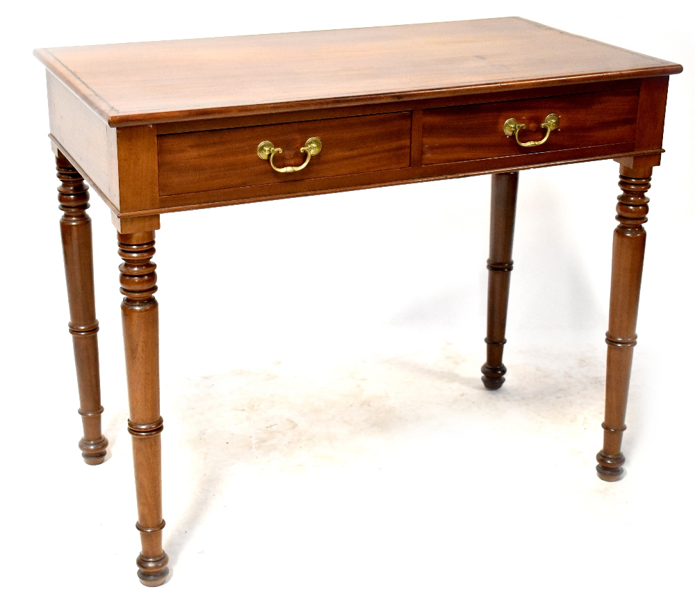 A 19th century style mahogany side table with two frieze drawers,