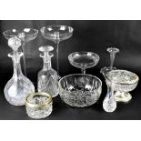 A quantity of cut glass and crystal to include a Victorian decanter, one other decanter,