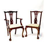 A set of eight (6+2) Georgian-style mahogany splat-back dining chairs with drop-in seats