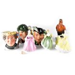 Royal Doulton; three large character jugs, D6527 'Robin Hood', D6631 'The Sleuth',