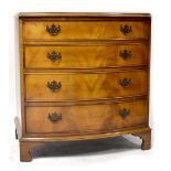 A Georgian-style walnut bow-fronted chest of four drawers, on bracket feet, 83 x 78 x 53cm,