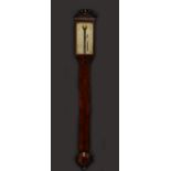 James Long; a 19th century mahogany stick barometer, the silvered dial signed 'James Long.