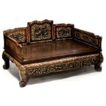 A mid-20th century Chinese mother of pearl inlaid opium bed,