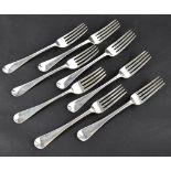 A set of eight George IV hallmarked silver Old English pattern table forks, London 1824,
