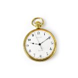 Excalibur; a gold plated quartz open face pocket watch, 49mm.