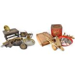 A quantity of late 19th/early 20th century kitchenalia to include various wooden handled dicers,