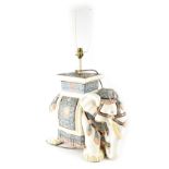 A large contemporary ceramic Mughal-style elephant table lamp, height 44cm.