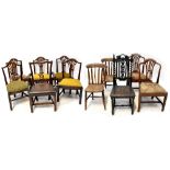 Eleven various 19th century and later dining chairs comprising a Georgian mahogany carver with