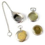 A military issue base metal keyless wind pocket watch, the case back inscribed, '16772Q.