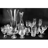 A quantity of cut glass and crystal to include various wine glasses, whisky tumblers,