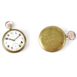 Damas; a base metal keyless wind military issue pocket watch, the case back inscribed 'G.S/T.