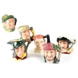 A group of six Royal Doulton character jugs, D6610 'The Lumberjack', D5823 'Auld Mac',