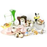 A quantity of ceramics and glassware to include a Carltonware four-piece pink rose decorated