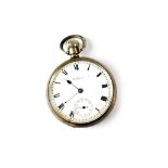 Waltham, USA; a hallmarked silver keyless wind open face pocket watch, Birmingham 1915, 49mm.