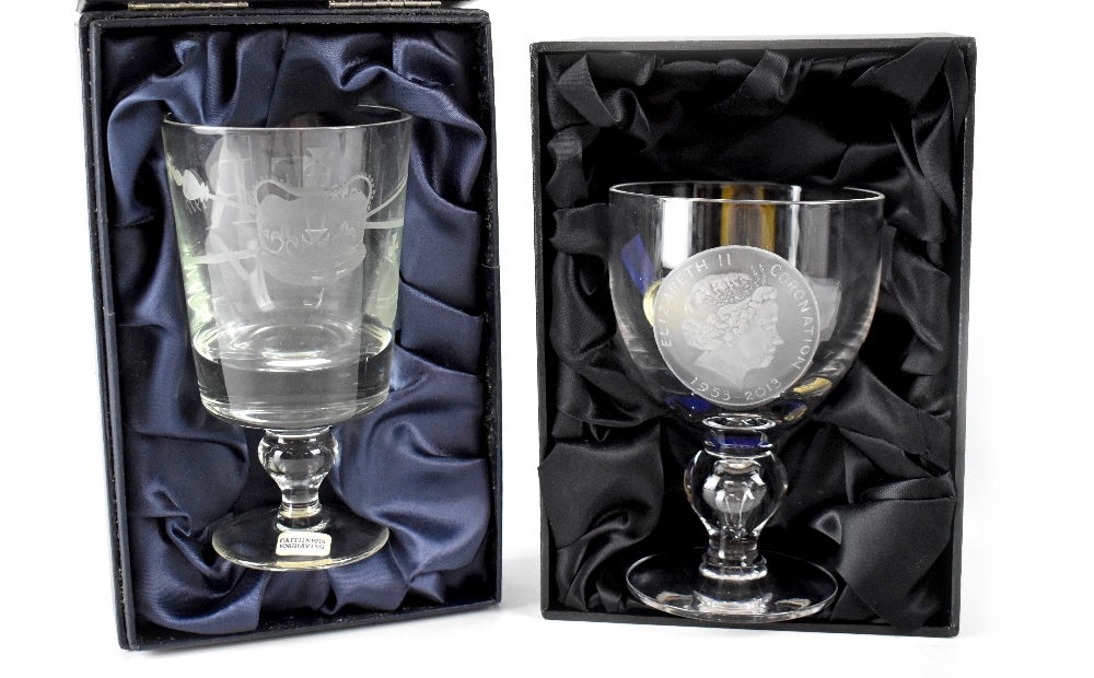 A boxed Dartington Crystal commemorative goblet for the Coronation Diamond Jubilee of Queen