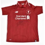 LIVERPOOL FC; a New Balance 2018-19 season Six Times European Champions junior jersey signed by