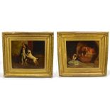 19TH CENTURY ENGLISH SCHOOL; a pair of oils on canvas, the first a study of two dogs, the second