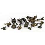 BRITAINS; a small collection of diecast military vehicles and guns, together with similar unmarked