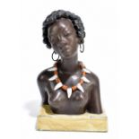 LEOPOLD ANZENGRUBER; an Austrian bust of a lady wearing a beaded necklace, impressed marks and