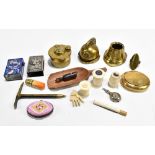 A group of miscellaneous 19th century and later collectors' items including a novelty brass vesta in