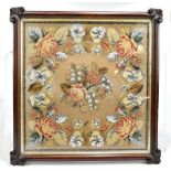 A Victorian rosewood framed beadwork panel, with floral detail, length 49cm. Additional