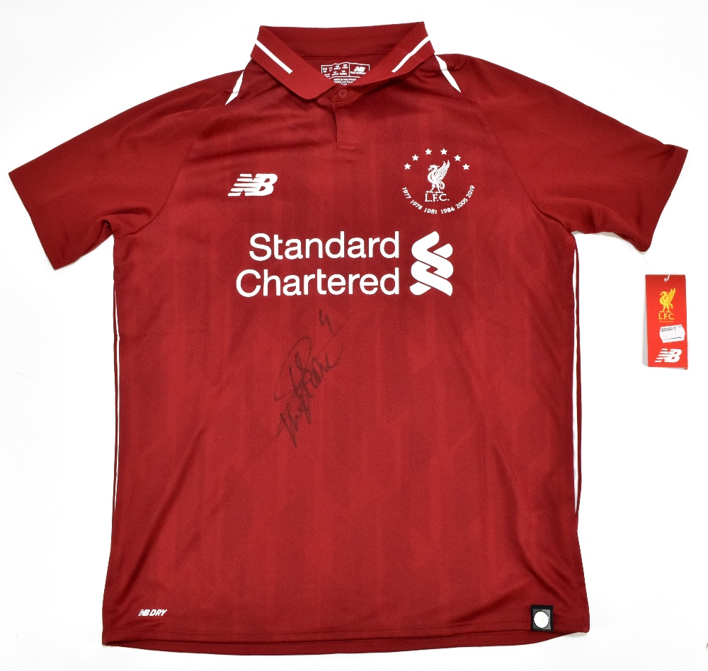 LIVERPOOL FC; a New Balance 2018-19 season Six Times European Champions junior jersey with