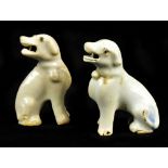 A small pair of mid-18th century Chinese Export porcelain dogs or hounds, Qianlong period, height of