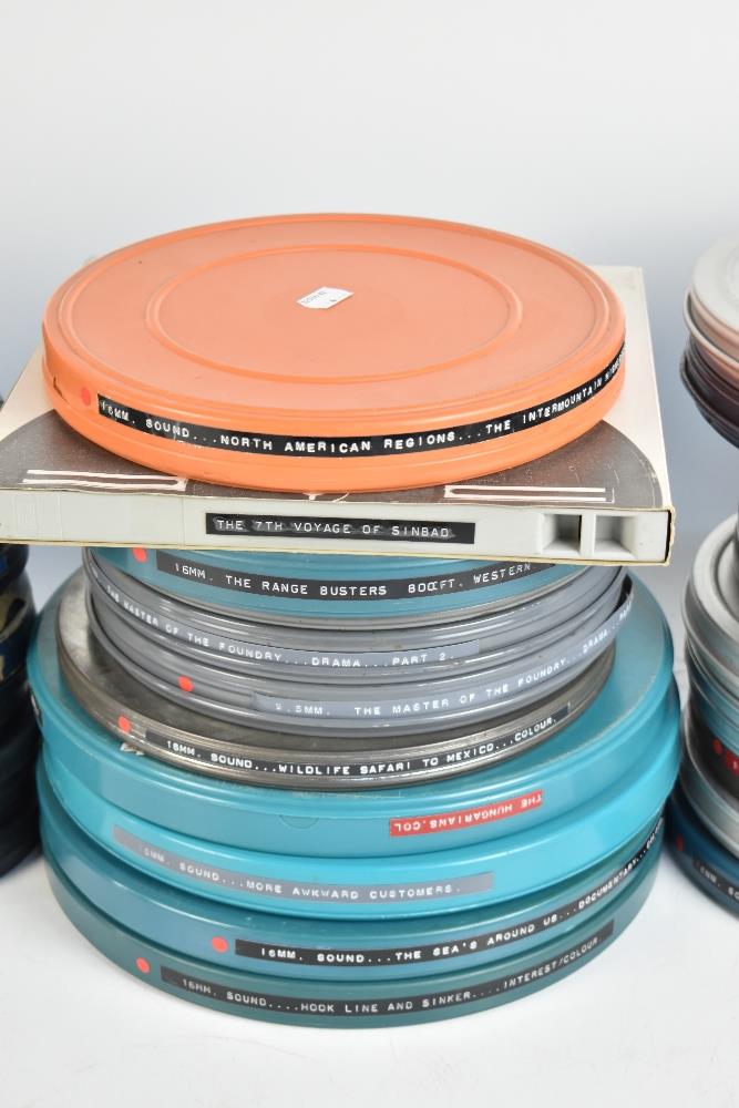 FILM/CINEMA & PROJECTION INTEREST; approximately fifty 16mm and 9.5mm format film reels of mixed - Image 4 of 5