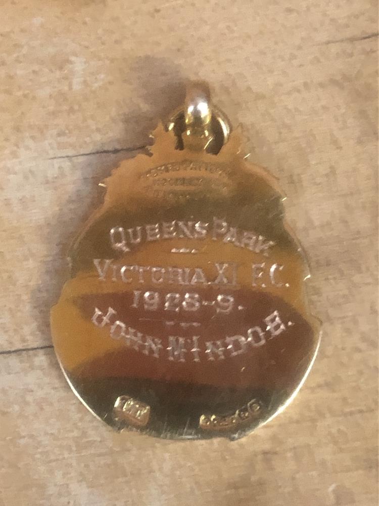 QUEENS PARK FC; a 9ct yellow gold Scottish Amateur Football League medal, presented to John McIndoe, - Image 6 of 8