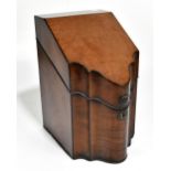 A Georgian mahogany knife box lacking contents, height 37cm, width 21.5cm, depth 30cm.Additional