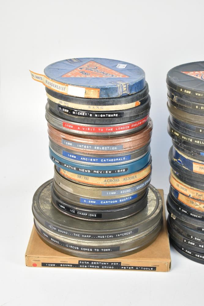 FILM/CINEMA & PROJECTION INTEREST; approximately fifty 16mm and 9.5mm format film reels of mixed - Image 2 of 5
