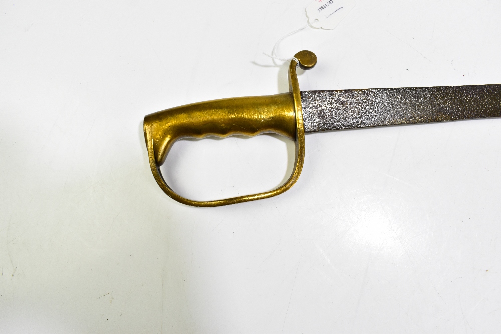 A hanger or cutlass with simple brass hilt, blade length 72.5cm.Additional InformationBlade - Image 3 of 3