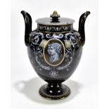 A 19th century French pâte-sur-pâte twin handled vase, decorated with a central panel depicting