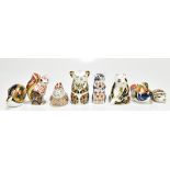 ROYAL CROWN DERBY; eight animal paperweights to include 'Chicken', 'Mandarin Duck', 'Queensland