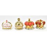 ROYAL CROWN DERBY; four crown paperweights to include 'H.M. Queen Elizabeth II Golden Jubilee 1952-