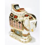 ROYAL CROWN DERBY; a large animal paperweight 'Elephant', height 21cm, complete with gold base