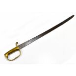 A hanger or cutlass with simple brass hilt, blade length 72.5cm.Additional InformationBlade