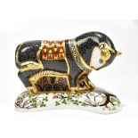 ROYAL CROWN DERBY; a limited edition animal paperweight 'Grecian Bull', no.72/750, complete with