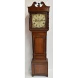 JAMES HULME OF STRATFORD; a 19th century oak cased eight day longcase clock, the painted dial set