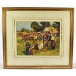 MICHAEL CRAWLEY; watercolour, 'Gala Day', signed and titled verso, 30 x 37.5cm, framed and