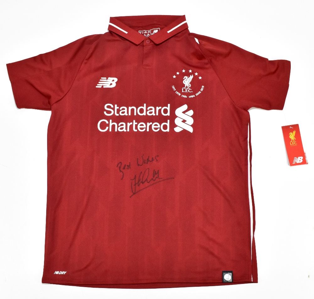 LIVERPOOL FC; a New Balance 2018-19 season Six Times European Champions junior jersey with