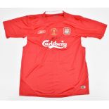 STEVEN GERRARD; a Liverpool FC Reebok Champions League Final Istanbul 2005 edition home shirt with