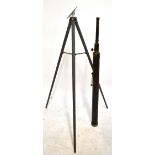 A large brass telescope, length approx. 133cm, apparently unsigned, on stand (af). Additional