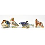 ROYAL CROWN DERBY; four animal paperweights to include 'Paplin Line Bay Dolphin' no.257/1500,