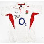 JOHNNY WILKINSON; a signed England Rugby Nike shirt with O2 logo and further inscription 'Best of