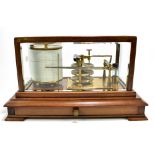 A reproduction mahogany cased barograph, height of case 21cm.