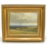 JOHN FOULGER; oil on board, ‘View from the South Downs’, signed, inscribed and dated 1987 verso,