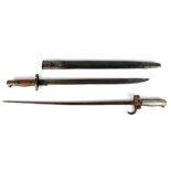 ANDERSON; a 1907 Pattern bayonet fitted in scabbard, length 57.5cm, together with a Lebel bayonet,